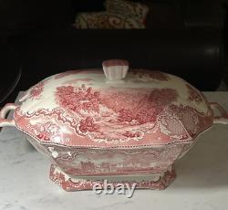 Vintage Johnson Brothers Old Britain Castles Pink Soup Tureen England