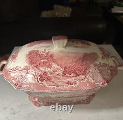 Vintage Johnson Brothers Old Britain Castles Pink Soup Tureen England