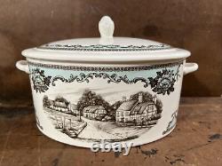 Vintage Johnson Brothers River Scenes Large Tureen & Lid Made in England
