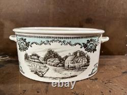 Vintage Johnson Brothers River Scenes Large Tureen & Lid Made in England