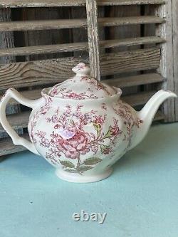 Vintage Johnson Brothers Rose Chintz English Teapot Made in England Stamp