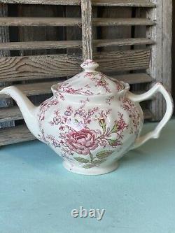 Vintage Johnson Brothers Rose Chintz English Teapot Made in England Stamp