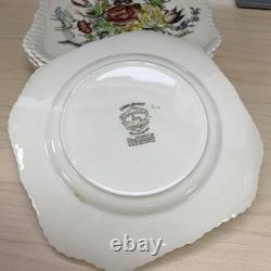 Vintage Johnson Brothers Set Of 8 Garden Bouquet Square Plates 7.5 Windsor Ware