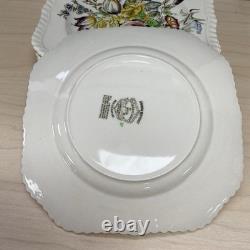 Vintage Johnson Brothers Set Of 8 Garden Bouquet Square Plates 7.5 Windsor Ware