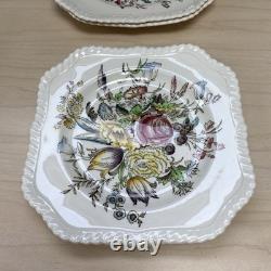 Vintage Johnson Brothers Set Of 8 Garden Bouquet Square Plates 7.5 Windsor Ware