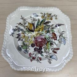 Vintage Johnson Brothers Set Of 8 Garden Bouquet Square Plates 7.5 Windsor Ware