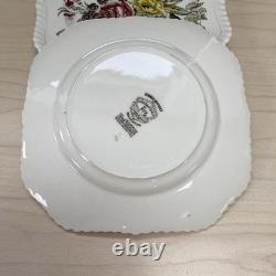 Vintage Johnson Brothers Set Of 8 Garden Bouquet Square Plates 7.5 Windsor Ware