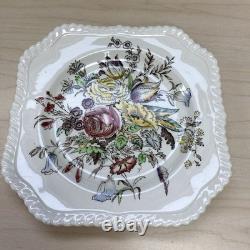 Vintage Johnson Brothers Set Of 8 Garden Bouquet Square Plates 7.5 Windsor Ware