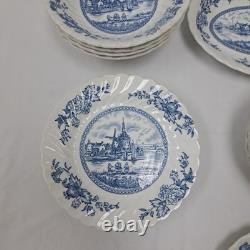 Vintage Johnson Brothers TULIP TIME BLUE, WHITE Background 23 Piece Set
