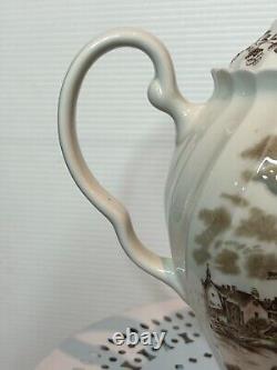 Vintage Johnson Brothers Tulip Time Teapot Ceramic Coffee Pot Brown Multi-Color