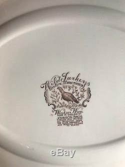 Vintage Johnson Brothers Windsor Ware Native American Wild Turkeys Platter