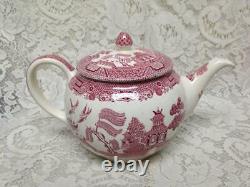 Vintage, Rare, Johnson Bros, England, Red-Blue Willow 6pc Tea Set for 4