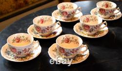 Vintage SHERATON Johnson Bros 10 CUPS/SAUCERS Hand Painted Transferware OLD MRK