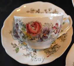 Vintage SHERATON Johnson Bros 10 CUPS/SAUCERS Hand Painted Transferware OLD MRK