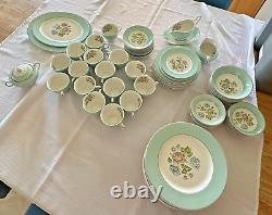 Vintage Snowhite Johnson Bros Mid Century Dinner Set Full/Partial Rose Floral