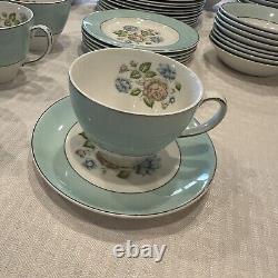 Vintage Snowhite Johnson Bros Mid Century Dinner Set Full/Partial Rose Floral
