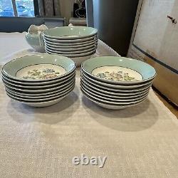 Vintage Snowhite Johnson Bros Mid Century Dinner Set Full/Partial Rose Floral