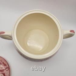 Vintage Tea Set Johnson Bros. Historic America Pink/Red EUC ENGLAND