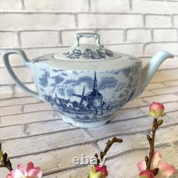 Vintage TuLip Time Blue(Blue Background) Teapot by Johnson Bros England