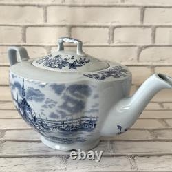 Vintage TuLip Time Blue(Blue Background) Teapot by Johnson Bros England