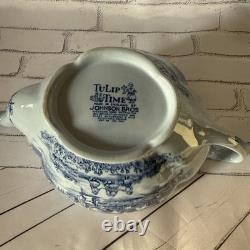 Vintage TuLip Time Blue(Blue Background) Teapot by Johnson Bros England