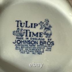 Vintage TuLip Time Blue(Blue Background) Teapot by Johnson Bros England