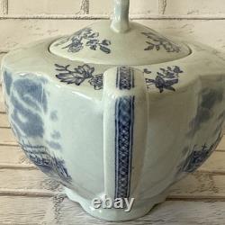 Vintage TuLip Time Blue(Blue Background) Teapot by Johnson Bros England