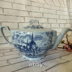 Vintage TuLip Time Blue(Blue Background) Teapot by Johnson Bros England