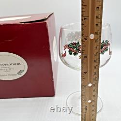Vintage Victorian Christmas Johnson Bros Wine Glasses Goblets Holly & Bells (12)
