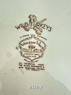 Vintage Wild Turkeys Windsor Ware Johnson Bros 20 Platter Mint