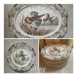 Vintage Wild Turkeys platter and plates Windsor Ware Johnson Brothers England