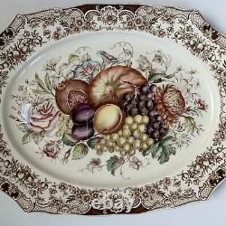 Vintage Windsor Ware Johnson bros. Turkey Platter Harvest Fruit 20 X 16