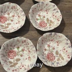 Vtg 12 Johnson Bros England Rose Chintz 6.25 Bowls 4 With Flaws Look At Pics