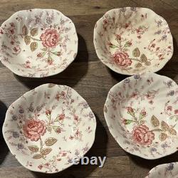 Vtg 12 Johnson Bros England Rose Chintz 6.25 Bowls 4 With Flaws Look At Pics