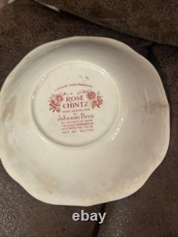 Vtg 12 Johnson Bros England Rose Chintz 6.25 Bowls 4 With Flaws Look At Pics