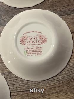 Vtg 12 Johnson Bros. England Rose Chintz Vtg 5.25 Bowls 1 With Flaw