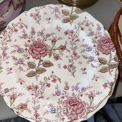 Vtg Johnson Bros Brothers Rose Chintz Pink 10 Dinner Plate Ironstone 12pc