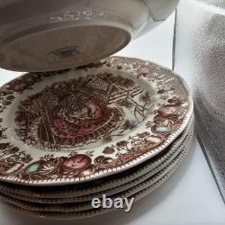 Vtg Johnson Bros His Majesty 6 DINNER PLATES 10.5 England Turkey Thanksgiving