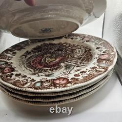 Vtg Johnson Bros His Majesty 6 DINNER PLATES 10.5 England Turkey Thanksgiving