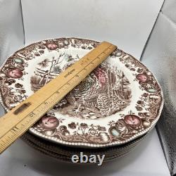 Vtg Johnson Bros His Majesty 6 DINNER PLATES 10.5 England Turkey Thanksgiving