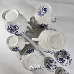 Vtg Johnson Bros Indie Blue Tea Coffee Pot Creamer Sugar Pitcher Porcelain Set