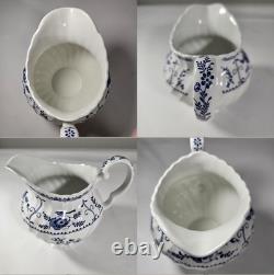 Vtg Johnson Bros Indie Blue Tea Coffee Pot Creamer Sugar Pitcher Porcelain Set