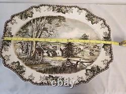 Vtg. Johnson Brothers Bros. FRIENDLY VILLAGE Turkey Serving Platter 20 X 16 RARE