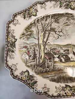 Vtg. Johnson Brothers Bros. FRIENDLY VILLAGE Turkey Serving Platter 20 X 16 RARE