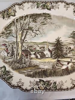 Vtg. Johnson Brothers Bros. FRIENDLY VILLAGE Turkey Serving Platter 20 X 16 RARE