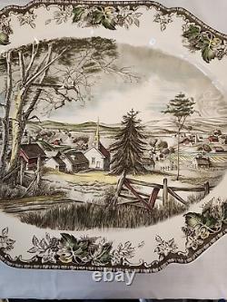 Vtg. Johnson Brothers Bros. FRIENDLY VILLAGE Turkey Serving Platter 20 X 16 RARE