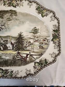 Vtg. Johnson Brothers Bros. FRIENDLY VILLAGE Turkey Serving Platter 20 X 16 RARE