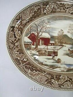 Vtg Johnson Brothers Home Thanksgiving Historic America Frozen Up Turkey Platter