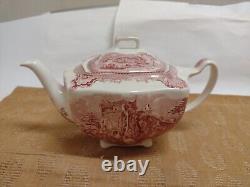 Vtg Johnson Brothers Old Britain Castles Footed TeaPot Farnham Castle England