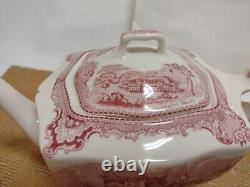 Vtg Johnson Brothers Old Britain Castles Footed TeaPot Farnham Castle England